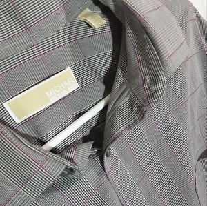 Michael kors , NEW Mens Dress shirt , Gray with purple Lines . NO TAGS .